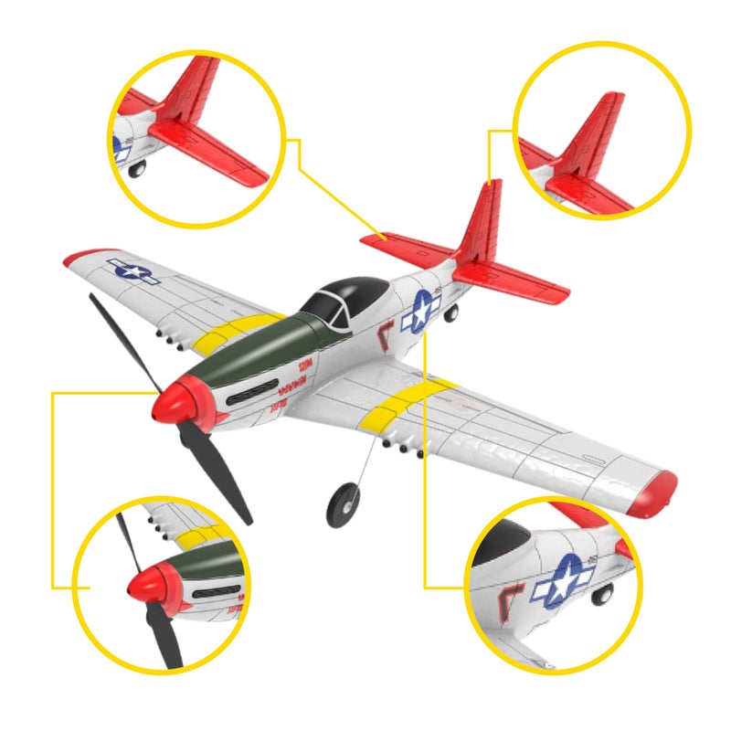 Top Race Remote Control Airplane, RC Plane 4 Channel Ready to Fly RC Planes for Adults, Advanced Foam Plane, Remote Control Cessna P51 Mustang Upgraded with Propeller Saver (14 * 15 inch) - Image 2